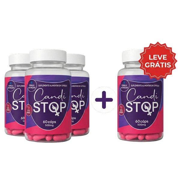 Kit Candistop: compre 3 potes e leve 4 — tratamento completo de 4 meses